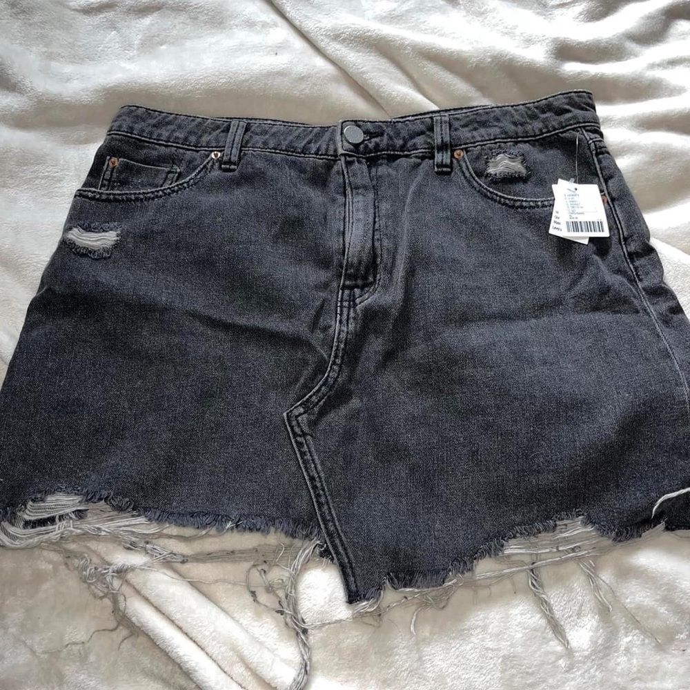 Black denim skirt